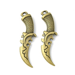 Antique Bronze Tibetan Style Alloy Pendants, Dagger, Lead Free & Cadmium Free & Nickel Free, Antique Bronze, 50x14x5mm, Hole: 2.5mm