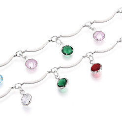 Платина Латунные зубчатые стержневые цепи, с подвеской из кубического циркония и бриллианта, пайки, с катушкой, платина, 15.5x1.8 мм, около 16.40 футов (5 м) / рулон