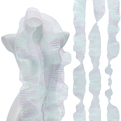 Белый 1отделка из полиэстера с плиссированным кружевом, кружевная лента с рюшами для упаковки букета, украшение подарка, белые, 4-3/8 дюйм (110 мм), 10ярдов/шт.