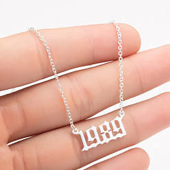 Нержавеющая Сталь Цвет 1989 год рождения число 201 ожерелья с кулоном из нержавеющей стали, цвет нержавеющей стали, 17.72 дюйм (45 см)