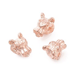 Розовое Золото Сплавочные овальные бусины тибетского стиля , голова тигра, розовое золото , 11.5x10x9 мм, отверстие : 2 мм