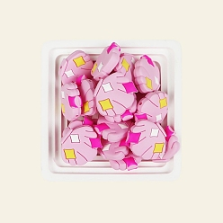 Pearl Pink Food Grade Silicone Focal Beads, Shell, Pearl Pink, 25x29mm