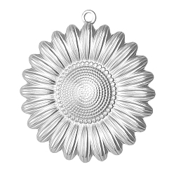 Нержавеющая Сталь Цвет 304 подвески из нержавеющей стали, очарование подсолнуха, цвет нержавеющей стали, 37x34 мм