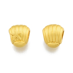 Matte Gold Color Alloy European Beads, Large Hole Beads, Shell with Star, Matte Gold Color, 12.5x11.5x8.5mm, Hole: 4.5mm