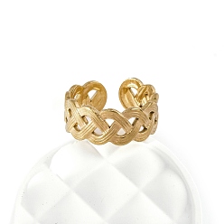 Настоящее золото 18K Twist 304 Открытое кольцо-манжета из нержавеющей стали для женщин, реальный 18 k позолоченный, 8 мм, регулируемый