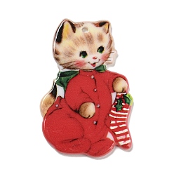 Красный Акриловые подвески, кошка, красные, 38.5x25.5x2.5 мм, отверстие : 1.8 мм