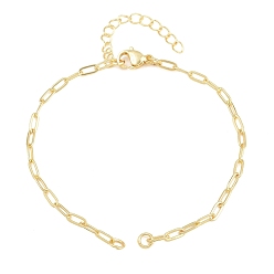 Plaqué 18K Or Véritable Fabrication de bracelet chaîne trombone en laiton, avec fermoir pince de homard, sans cadmium et sans plomb, crémaillère plaquage, réel 18 k plaqué or, 6.69 pouce (17 cm), Trou: 3mm