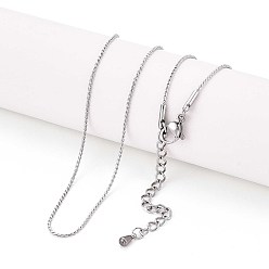 Нержавеющая Сталь Цвет 1мм 304 ожерелья из нержавеющей стали в виде змеевидной цепи для женщин и мужчин, не тускнеет, цвет нержавеющей стали, 17.05 дюйм (43.3 см)