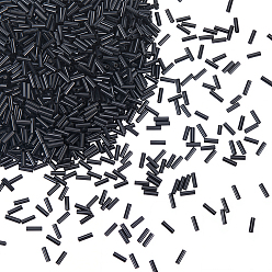 Черный 3000шт. стеклянные бусины, серебряная линия, чёрные, 6~8x1.8 мм, отверстие : 0.6 мм