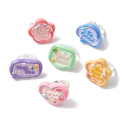 Mixed Color 6Pcs 6 Styles Opaque Resin Adjustable Rings, Mixed Shape, Mixed Color, US Size 7 1/4(17.5mm), 1pc/style