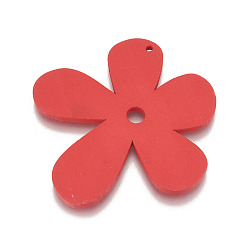 Красный Деревянные большие подвески, цветок, окрашенные, красные, 57x56x2 мм, отверстие : 2 мм