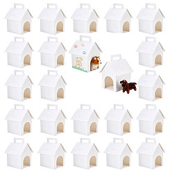 Белый Бумажные подарочные коробки для вечеринок с окошком для домашних животных, форма дома, белые, готовое изделие: 12x10x18 см