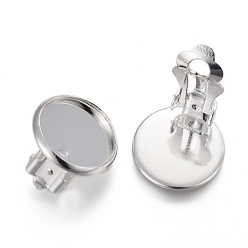 Серебро 304 клипсы из нержавеющей стали, плоско-круглые, серебряные, лоток : 12 мм, 14x8 мм
