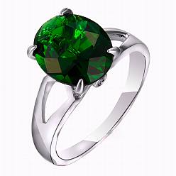 Dark Green Luxury Platinum Plated Brass Oval Cubic Zirconia Rings, Dark Green, Size 9, 19mm