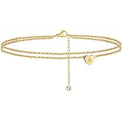 Letter A Браслеты на лодыжку из латуни с хрустальными стразами, золотые, буква a, 9-1/8 дюйм (230 мм)