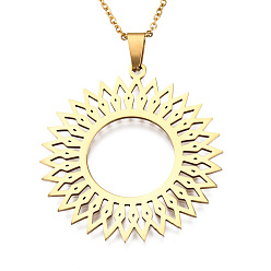 Золотой 201 подвесные из нержавеющей стали ожерелья, с кабельными цепями и когтями омара застежками, солнце, золотые, 17.71 дюйм (45 см), 1.5 мм