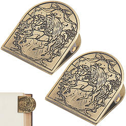 Horse 2Pcs Alloy Clips, for Paper Document, School Office Supplies, Arch, Antique Bronze, Horse, 45.5x40x21.5mm