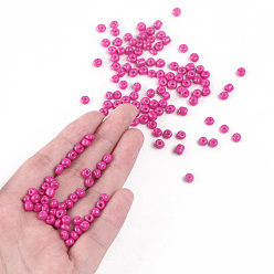 Fuchsia Baking Paint Glass Seed Beads, Fuchsia, 6/0, 4~5x3~4mm, Hole: 1~2mm, about 4500pcs/bag