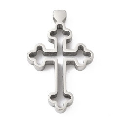 Нержавеющая Сталь Цвет 304 подвески из нержавеющей стали, крестик, цвет нержавеющей стали, 32x20x4 мм, отверстие : 3 мм