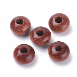 Goldstone Synthetische Goldstone European Beads, Großloch perlen, Rondell, 12x7~8 mm, Bohrung: 4 mm