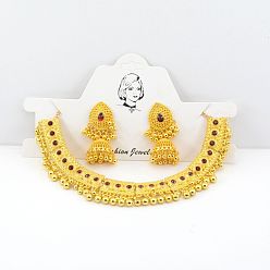 Красный Комплекты из ожерелий и серег-подвесок в этническом стиле со стразами из сплава, красные, 450 мм