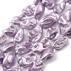 Лиловый Гальванические оболочки жемчужные бусы пряди, самородки, сирень, 13~21x11~18x8~13 мм, отверстие : 1 мм, около 22~23 шт / нитка, 14.96~15.75'' (38~40 см)