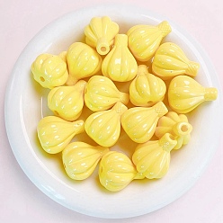Jaune Perle acrylique peinte à l'aérosol, ballon à air chaud, jaune, 30x25mm, Trou: 4mm