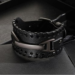 Кокосово-Коричневый 1Мужские браслеты из искусственной кожи с пряжкой из сплава, кокосового коричневый, 7.09~8.66 дюйм (18~22 см), 1 PC