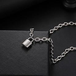 Нержавеющая Сталь Цвет Замок 304 подвеска из нержавеющей стали с тросом ожерелья, не тускнеет, цвет нержавеющей стали, 19.69 дюйм (50 см)