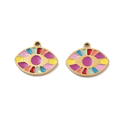 Разноцветный Ионное покрытие (ip) 316 хирургические брелоки из нержавеющей стали, без никеля , с эмалью, очарование глаз, реальный 18 k позолоченный, красочный, 10x12x1 мм, отверстие : 1 мм
