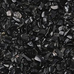Обсидиан Природные обсидиана бисер чип, нет отверстий / незавершенного, 3~9x1~4 мм