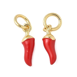 Настоящее золото 18K Латунь эмаль прелести, перец прелести, с целью перехода в кольце, без свинца и без кадмия, долговечный, стойки покрытие, реальный 18 k позолоченный, 11.5x3.5 мм, отверстие : 3.4 мм