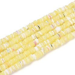 Шампанско-Желтый Натуральная оболочка из трохидных оболочек, окрашенные, плоско-круглые, шампанское желтый, 2.5~3.5x0.2~3 мм, отверстие : 0.5~0.6 мм, около 270~290 шт / нитка, 14.96~15.35 дюйм (38~39 см)