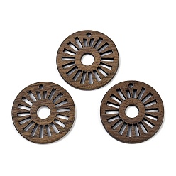 Кокосово-Коричневый Подвески из орехового дерева, плоско-круглые, кокосового коричневый, 30x3 мм, отверстие : 2 мм