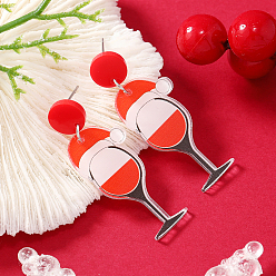 Нержавеющая Сталь Цвет Рождественские акриловые серьги-гвоздики, 304 штифт из нержавеющей стали, цвет нержавеющей стали