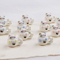 Cat Shape Фарфора ручной работы подвески, форма чашки, форма кошки, 18x24x15 мм, отверстие : 3.5 мм