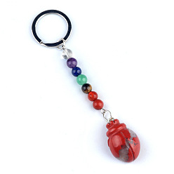 Красный Камень Брелок из красной яшмы, с кварцевым резонатором, аметист, ляпис, авантюрин, красный агат, красная яшма, жук, 11 см