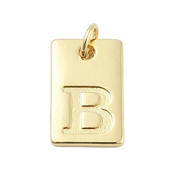 Letter B Латунные подвески, прямоугольник с подвесками-буквами, стойки покрытие, без свинца и без кадмия, долговечный, с целью перехода в кольце, В письме, 15.5x10x1.3 мм, отверстие : 3.4 мм