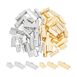 Золотой & Цвет Нержавеющей Стали 60 шт. 6 стиль 304 нержавеющая сталь лента обжимные концы, золотые и нержавеющая сталь цвет, 6~8x10~20x5 мм, отверстие : 1.2~1.4x0.5 мм, 10 шт / стиль