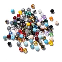 Mixed Color Faceted Rondelle Electroplate Glass Beads Strands, Mixed Color, 8x6mm, Hole: 1mm, about 100pcs/bag