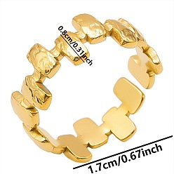 Golden 304 Stainless Steel Twist Rectangle Open Cuff Rings, Golden, Inner Diameter: 17mm