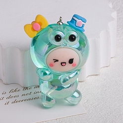 Бирюза Непрозрачной акриловые большие подвески, лягушка, бирюзовые, 56x39x32 мм