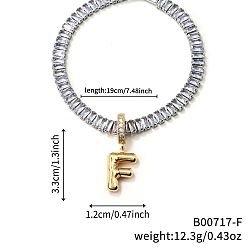Letter F Модные латунные браслеты с подвесками, кубический цирконий теннисные браслеты для женщин, буквы, Буква F, 7-1/2 дюйм (19 см)