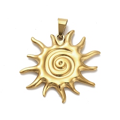 Золотой 304 подвески из нержавеющей стали, очарование солнца, ионное покрытие (ip), золотые, 38x39.5x3 мм, отверстие : 9x4 мм