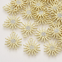 Light Gold Подвески из сплава , с кристально горный хрусталь, цветок, золотой свет, 19.5x17x3 мм, отверстие : 1.4 мм