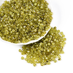 Цвет Оливы Краска для выпечки пикассо стеклянные бусины, двухконусные, оливковый, 4~4.5x3.5~4 мм, отверстие : 0.9~1.2 мм, Около 6165 шт / фунт