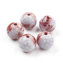 Коричневый Бисера треск акриловые, бусы из искусственного камня, круглые, коричневые, 9~9.5 мм, Отверстие : 2 мм , около 950 шт / 500 г