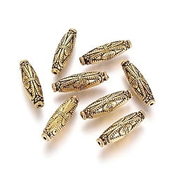 Античное Золото Сплавочные овальные бусины тибетского стиля , рис, античное золото , 23.5x7 мм, отверстие : 1.4 мм