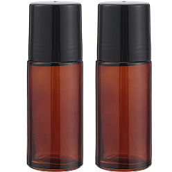 Кокосово-Коричневый Стеклянные бутылки с роликовыми шариками, бутылка эфирного масла, с пластиковыми крышками, колонка, кокосового коричневый, 3.8x11 см, емкость: 50 мл (1.69 жидких унций)