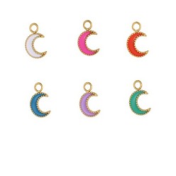(52) Непрозрачная лаванда Лунные подвески 304 эмалевые подвески из нержавеющей стали, реальный 18 k позолоченный, ионное покрытие (ip), разноцветные, 15x10 мм